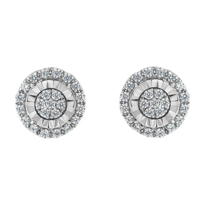 Sterling Silver Diamond Cluster Earrings (1 cttw, I-J Color, I2-I3 Clarity) - Bijoux-NYC Direct
