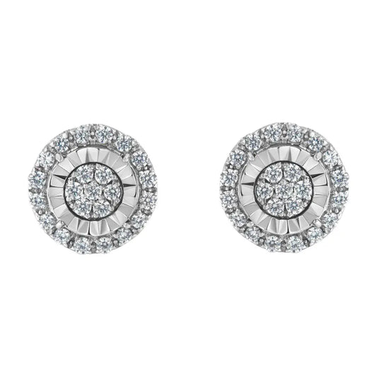 Sterling Silver Diamond Cluster Earrings (1 cttw, I-J Color, I2-I3 Clarity) - Bijoux-NYC Direct