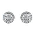 Sterling silver 1 cttw diamond halo cluster filigree stud earrings bijoux-nyc direct