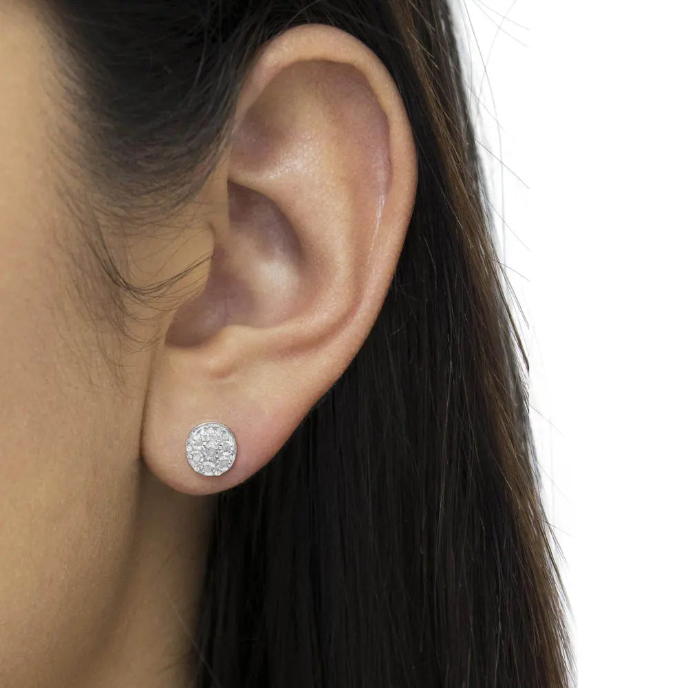 Sterling Silver Diamond Cluster Stud Earrings (0.15 cttw, I-J Color, I3 Clarity) - Bijoux-NYC Direct