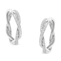 Sterling silver 0.75 cttw round and baguette diamond hoop earrings bijoux-nyc direct