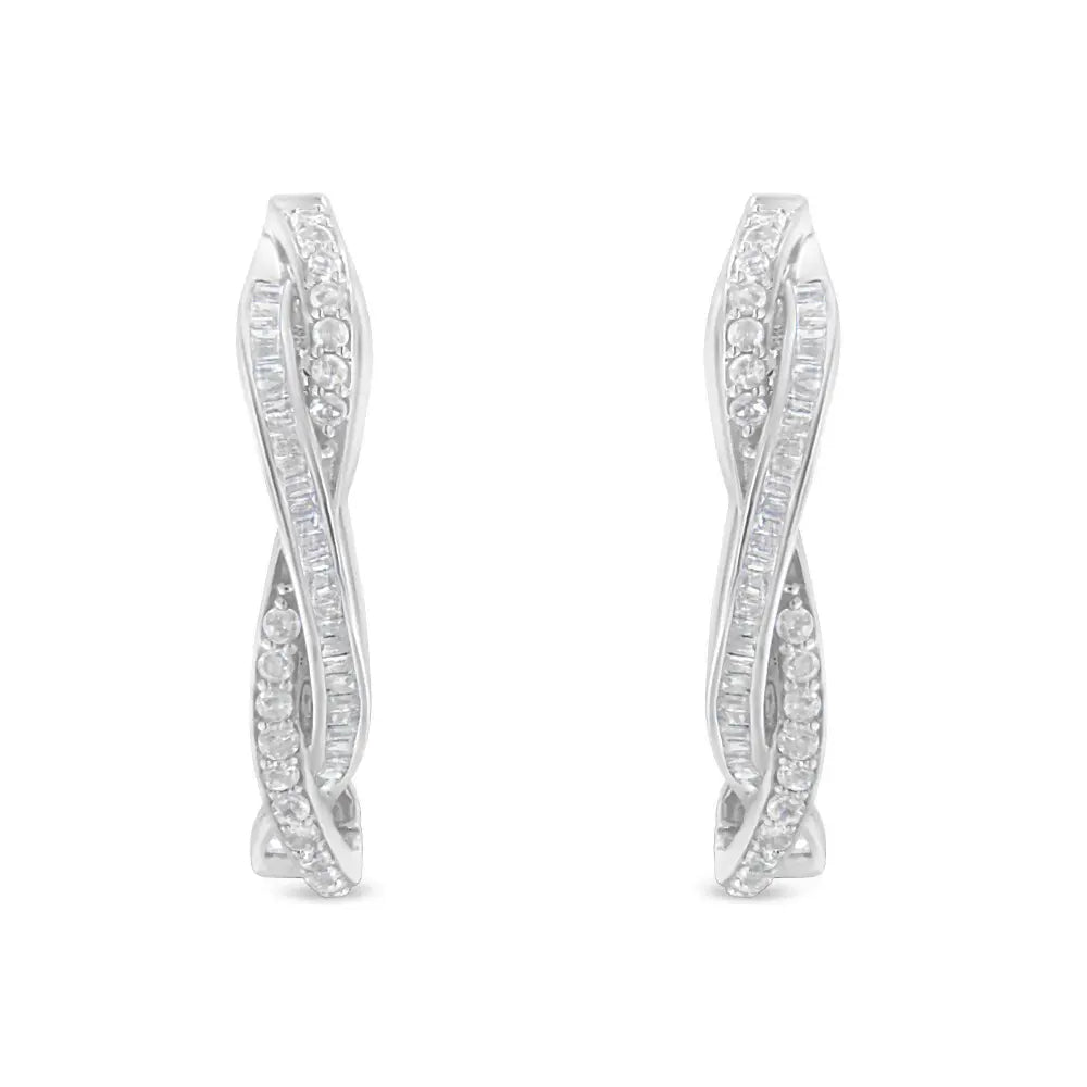 Sterling-Silver Diamond Hoop Earring (0.75 cttw, I-J Color, I2-I3 Clarity) - Bijoux-NYC Direct