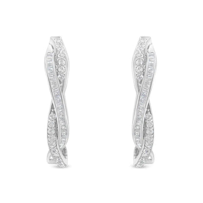 Sterling-Silver Diamond Hoop Earring (0.75 cttw, I-J Color, I2-I3 Clarity) - Bijoux-NYC Direct