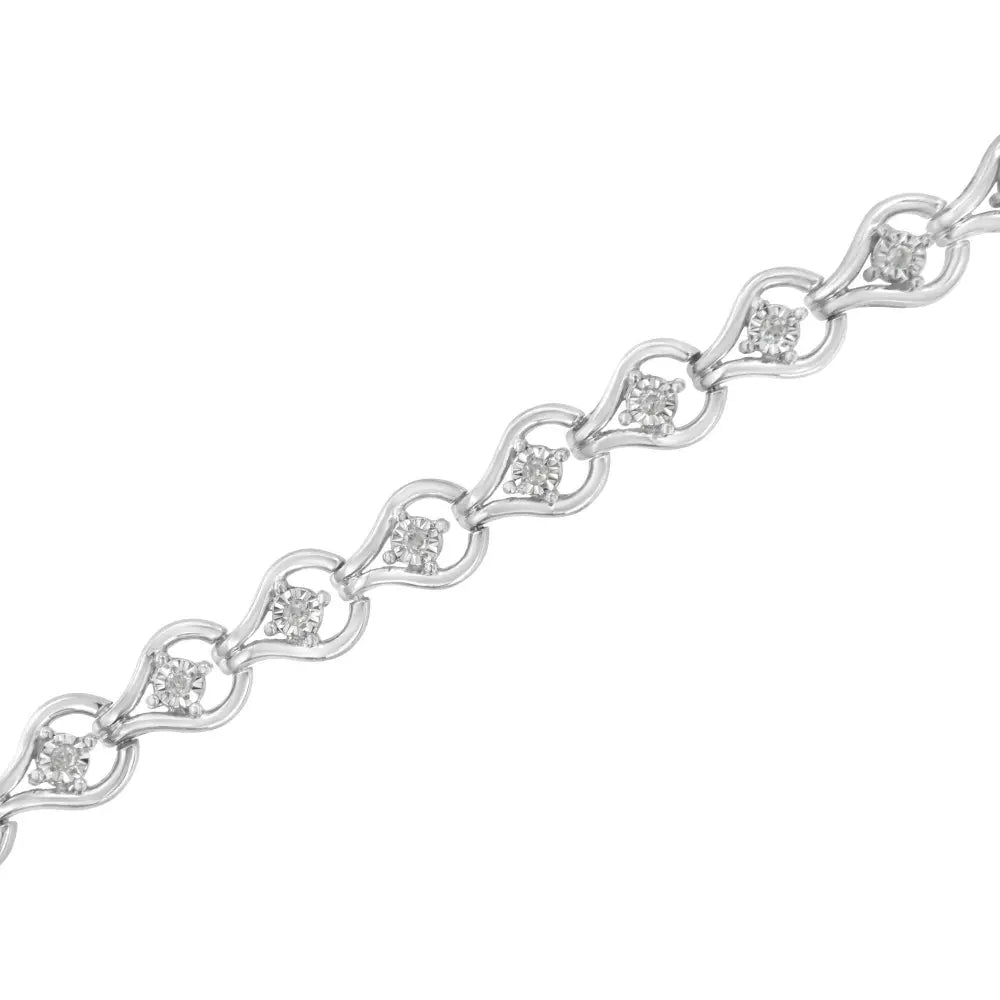 Sterling Silver Diamond Link Bracelet (1/4 cttw, I-J Color, I2-I3 Clarity) - Bijoux-NYC Direct