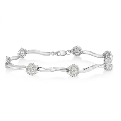 Sterling Silver Diamond Link Bracelet (1 cttw, H-I Color, I1-I2 Clarity) - Bijoux-NYC Direct
