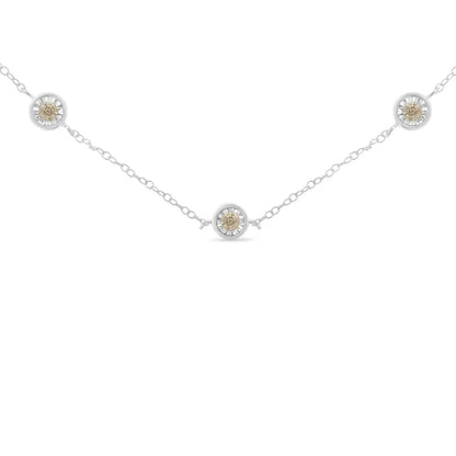 Sterling Silver Diamond Station Necklace (1/2 cttw, I-J Color, I1-I2 Clarity) - Bijoux-NYC Direct