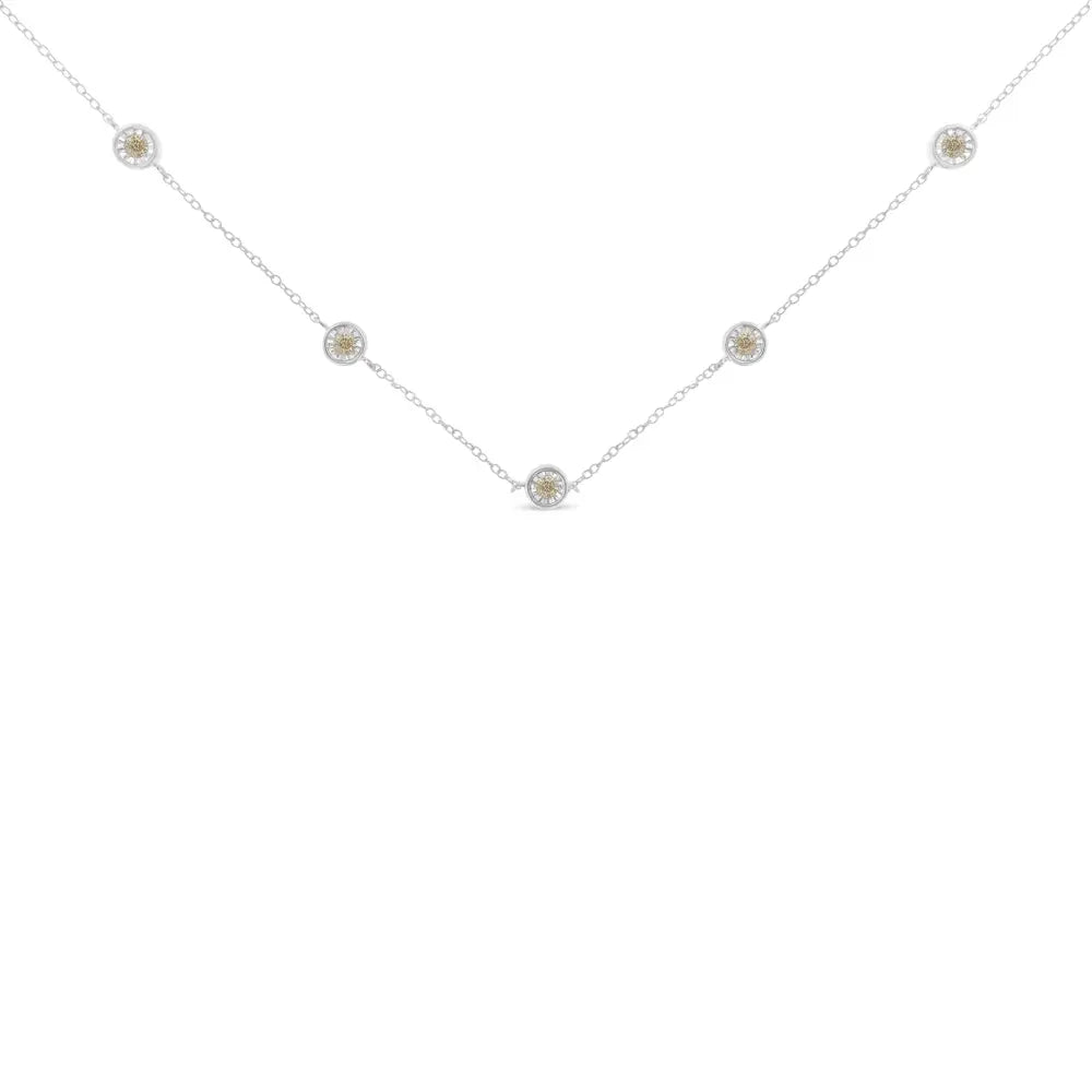 1/2 cttw diamond five station necklace in sterling silver 18 inch bijoux-nyc direct
