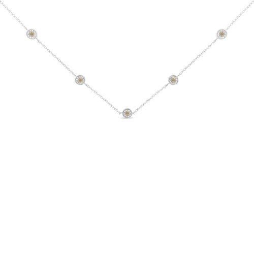 1/2 cttw diamond five station necklace in sterling silver 18 inch bijoux-nyc direct