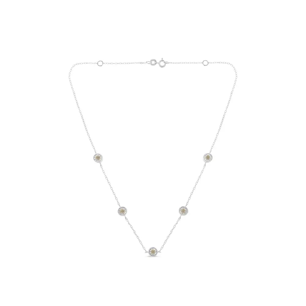 1/2 cttw diamond five station necklace in sterling silver 18 inch bijoux-nyc direct