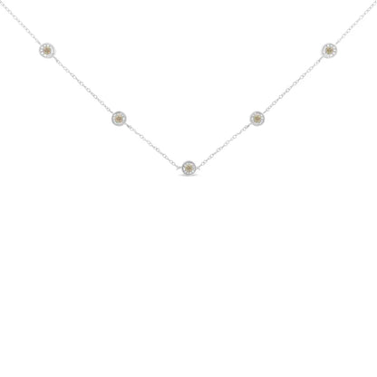 Sterling Silver Diamond Station Necklace (1/2 cttw, I-J Color, I1-I2 Clarity) - Bijoux-NYC Direct