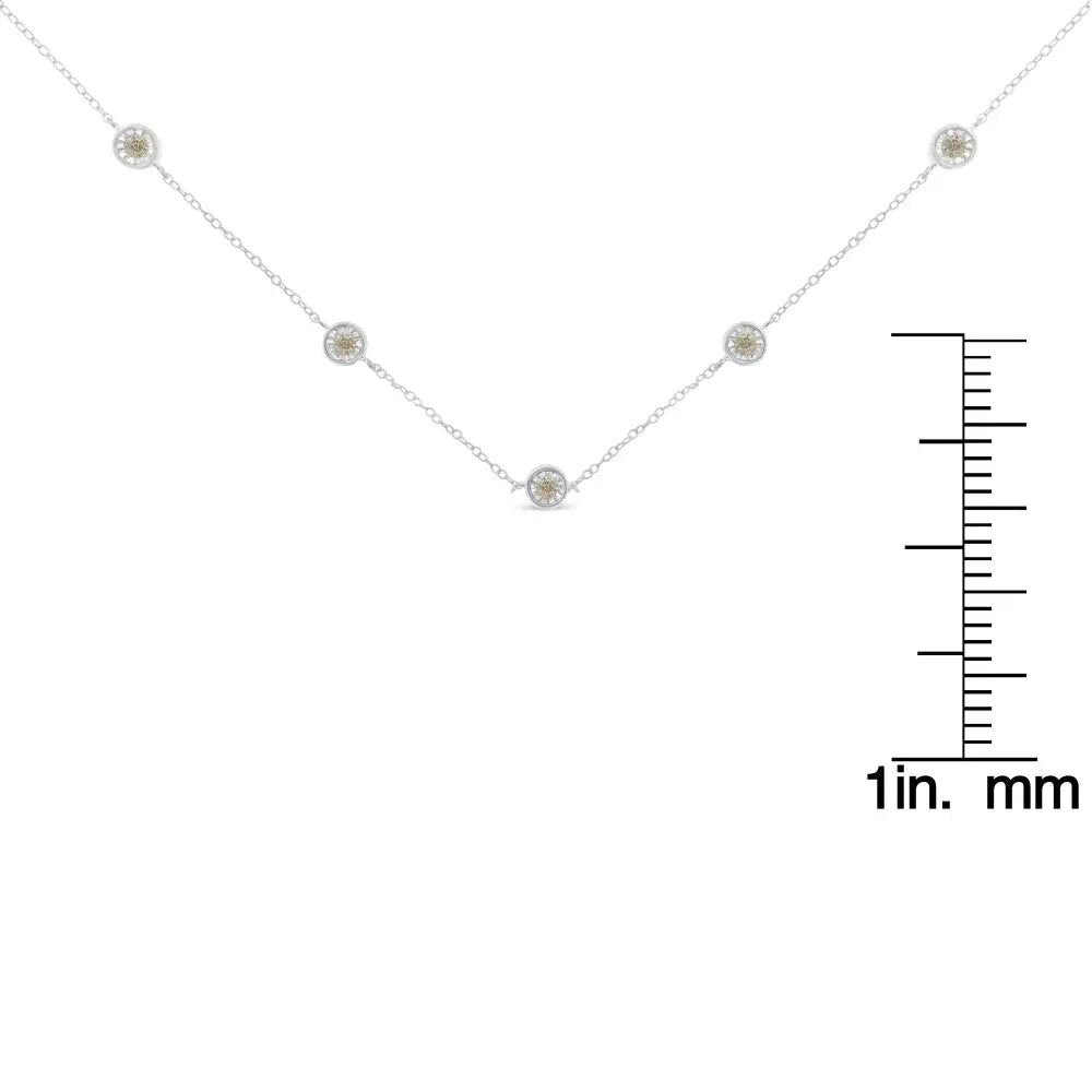 1/2 cttw diamond five station necklace in sterling silver 18 inch bijoux-nyc direct