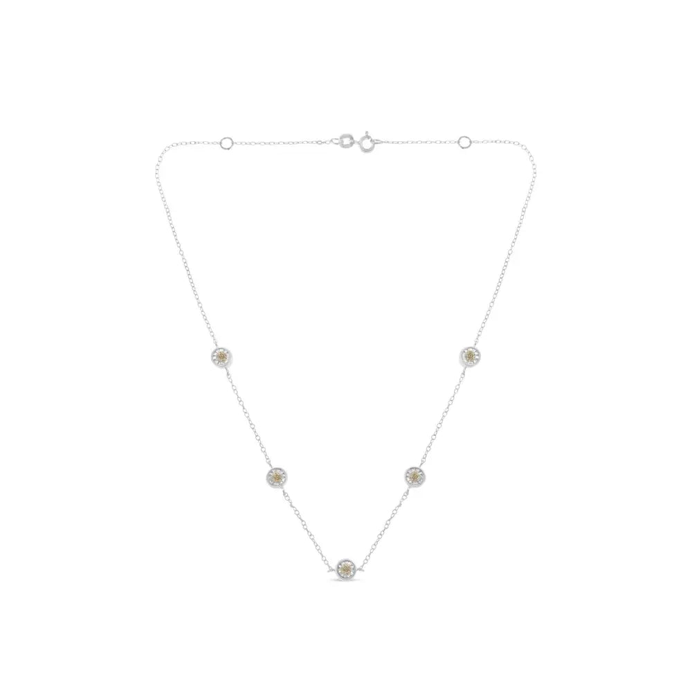 Sterling Silver Diamond Station Necklace (1/2 cttw, I-J Color, I1-I2 Clarity) - Bijoux-NYC Direct