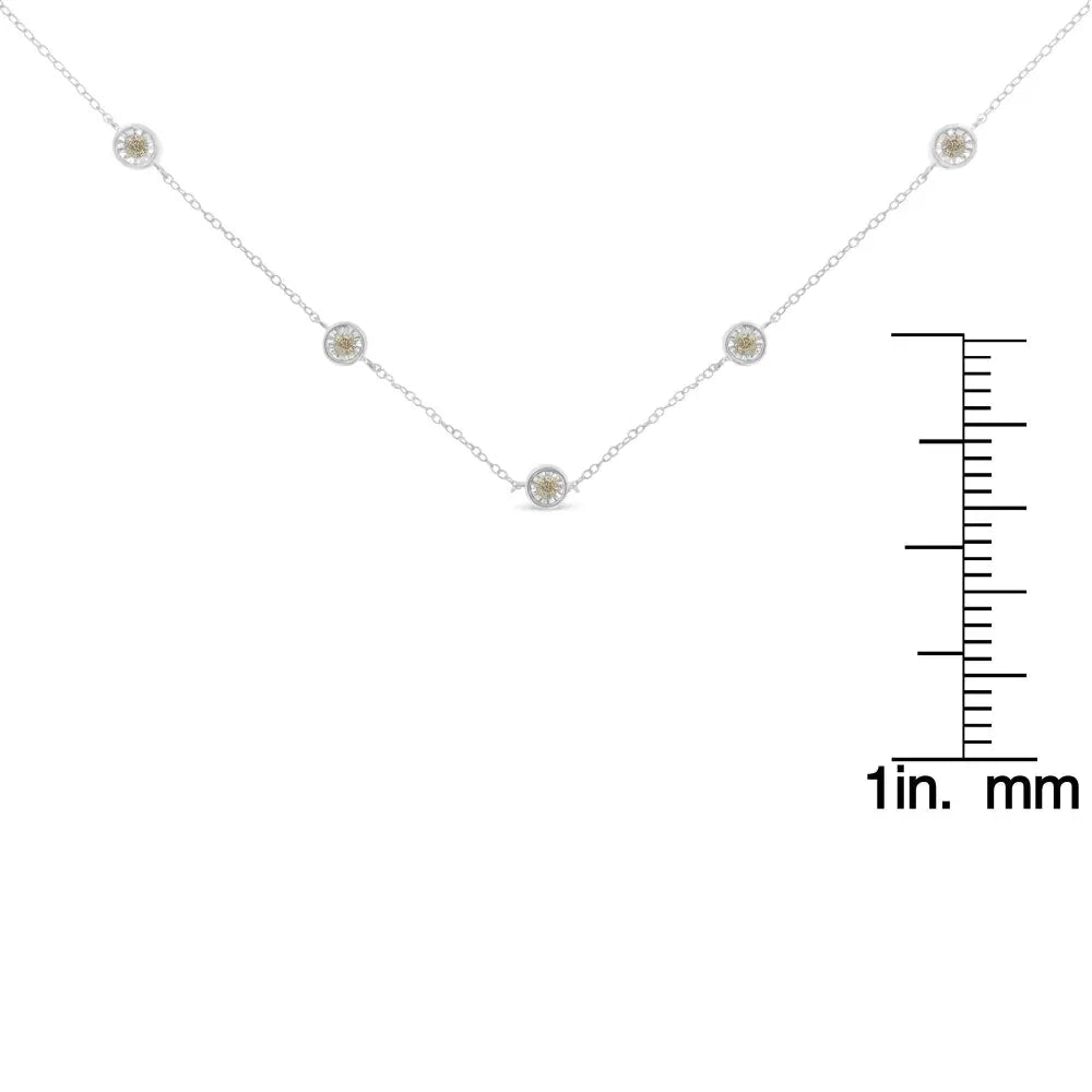 Sterling Silver Diamond Station Necklace (1/2 cttw, I-J Color, I1-I2 Clarity) - Bijoux-NYC Direct