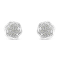 Sterling silver 1/6 cttw diamond swirl cluster art deco stud earrings bijoux-nyc direct