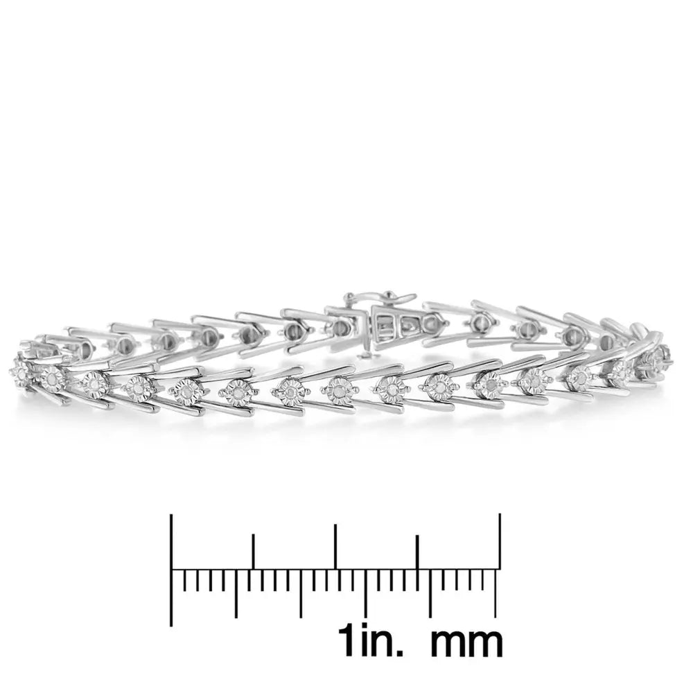 Sterling Silver Diamond Wave-Style Link Bracelet (0.5 cttw, I-J Color, I3 Clarity) - Bijoux-NYC Direct
