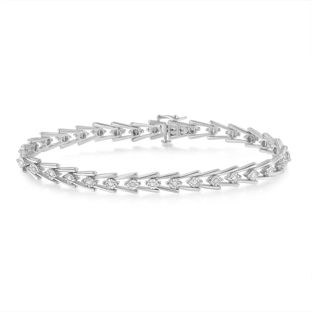 Sterling silver 0.5 cttw diamond wave link bracelet bijoux-nyc direct