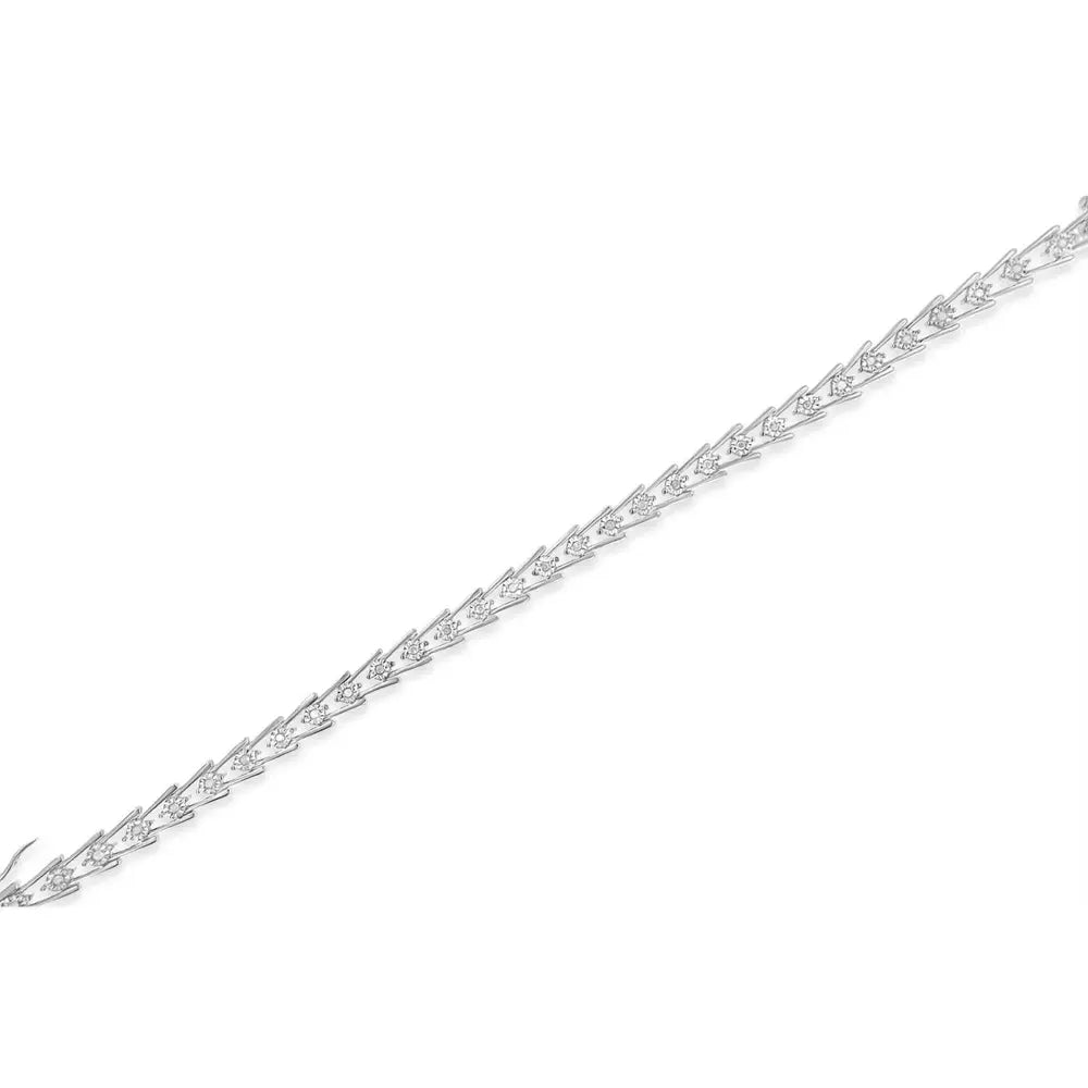 Sterling Silver Diamond Wave-Style Link Bracelet (0.5 cttw, I-J Color, I3 Clarity) - Bijoux-NYC Direct