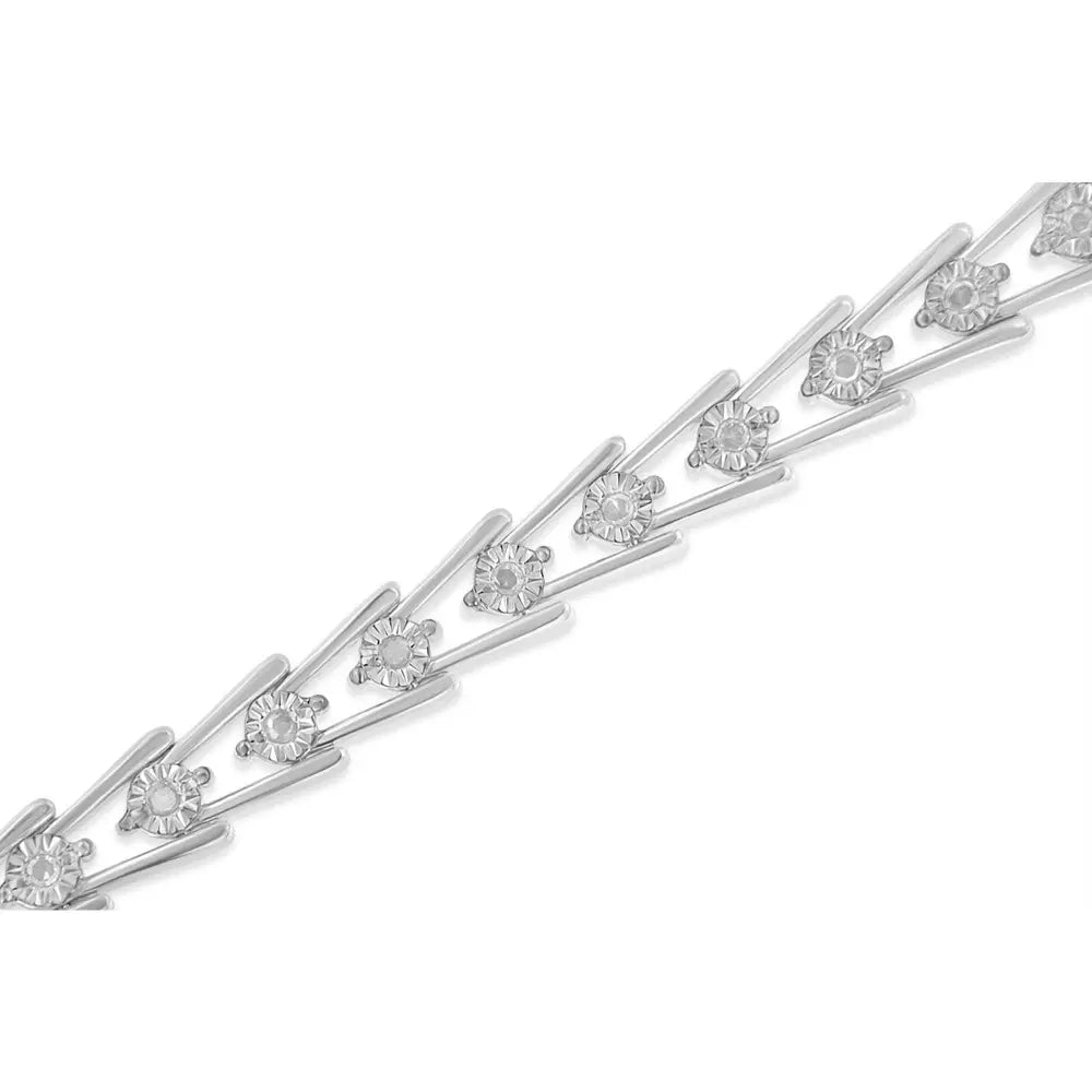 Sterling Silver Diamond Wave-Style Link Bracelet (0.5 cttw, I-J Color, I3 Clarity) - Bijoux-NYC Direct