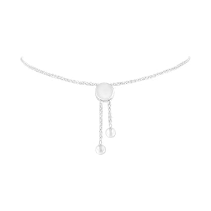 Sterling Silver Diamond Woven Heart Bolo Bracelet (0.1 cttw, H-I Color, I2-I3 Clarity) - Bijoux-NYC Direct