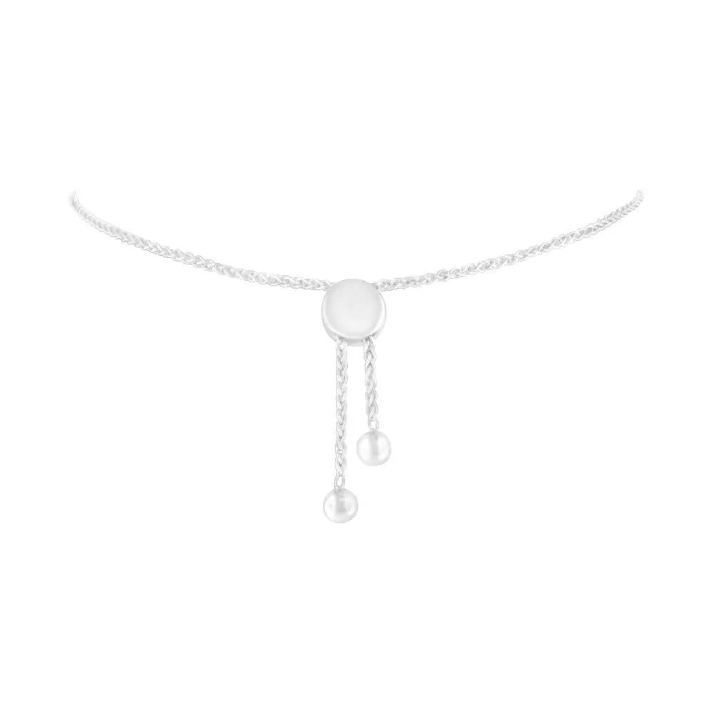 Sterling silver 1/10 cttw diamond woven heart adjustable bolo bracelet bijoux-nyc direct
