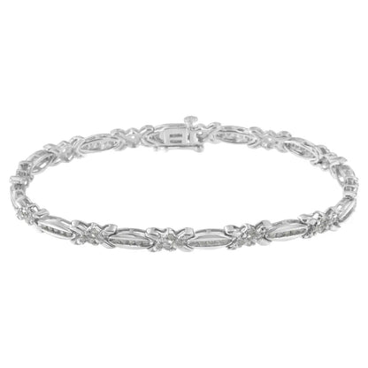 Sterling Silver Diamond X-Link Tennis Bracelet (1 cttw, I-J Color, I3 Clarity) - Bijoux-NYC Direct