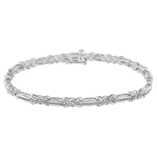 Sterling Silver Diamond X-Link Tennis Bracelet (1 cttw, I-J Color, I3 Clarity) - Bijoux-NYC Direct