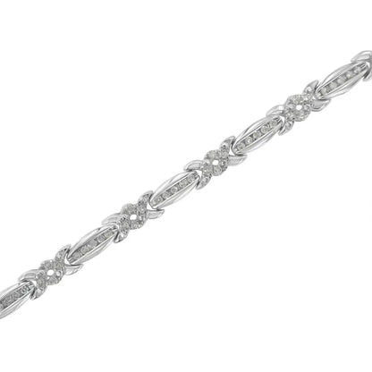 Sterling Silver Diamond X-Link Tennis Bracelet (1 cttw, I-J Color, I3 Clarity) - Bijoux-NYC Direct