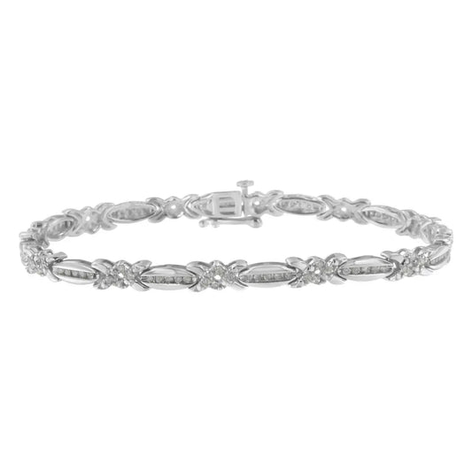 Sterling Silver Diamond X-Link Tennis Bracelet (1 cttw, I-J Color, I3 Clarity) - Bijoux-NYC Direct