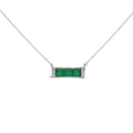 Sterling silver green agate and diamond accent bar necklace 17 inch bijoux-nyc direct
