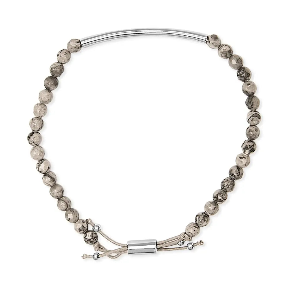 Sterling silver jasper bead station bolo bracelet 8.5 inch bijoux-nyc direct