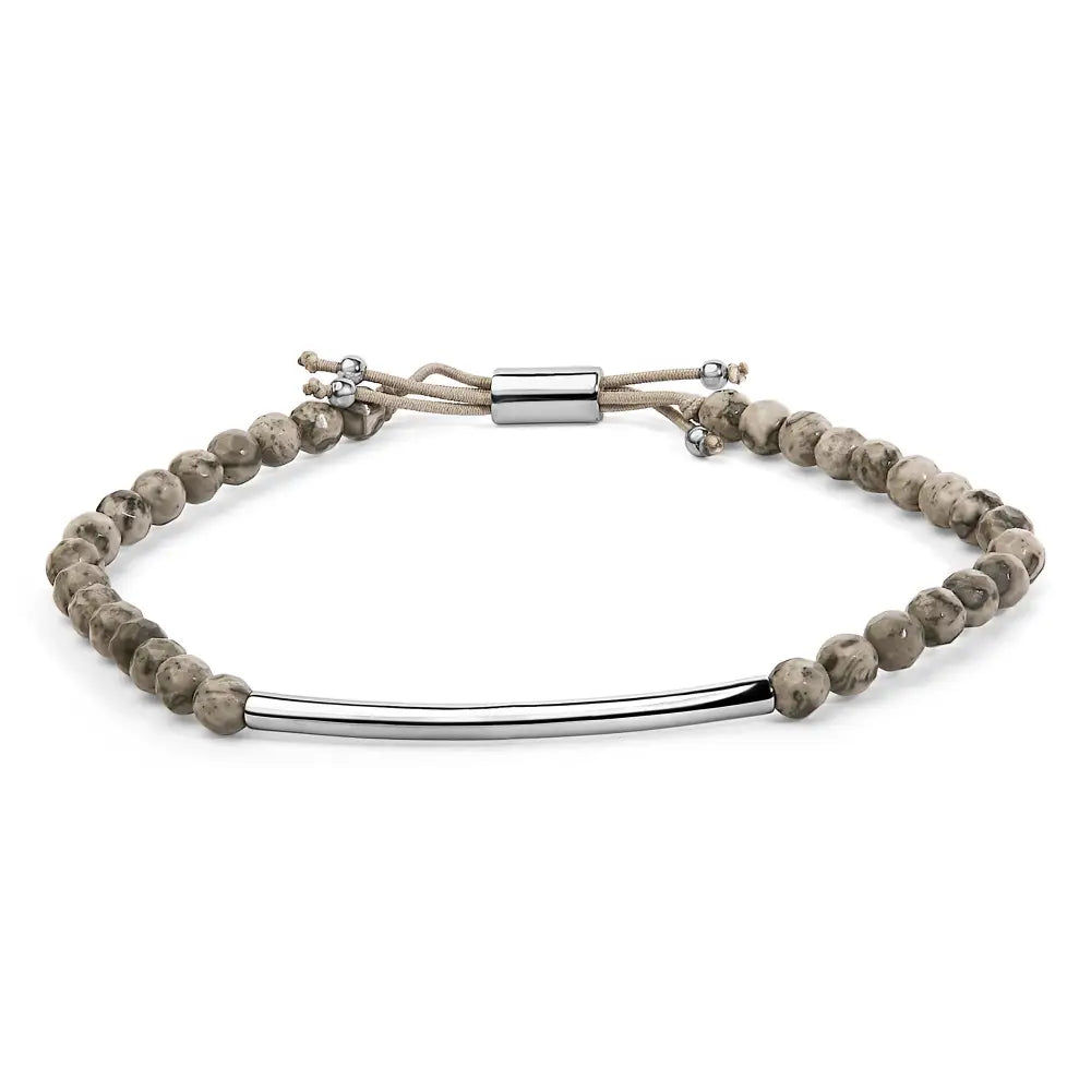 Sterling silver jasper bead station bolo bracelet 8.5 inch bijoux-nyc direct