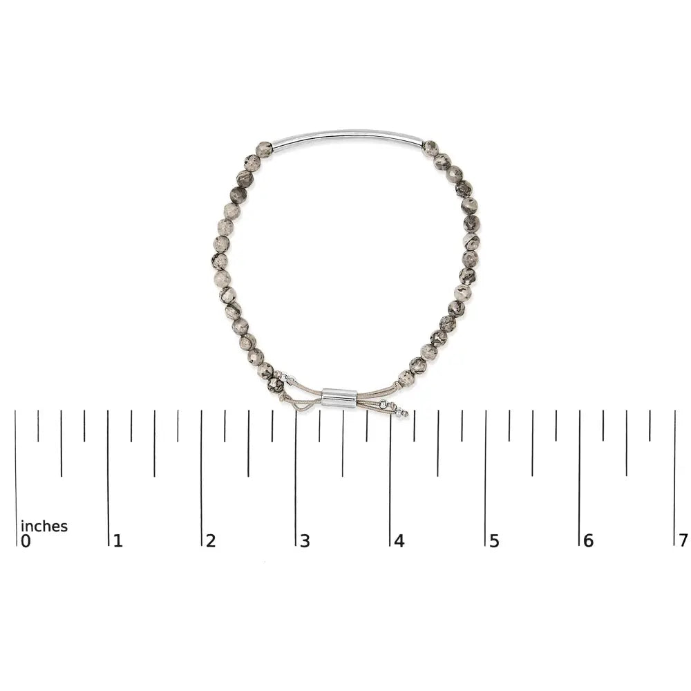 Sterling silver jasper bead station bolo bracelet 8.5 inch bijoux-nyc direct