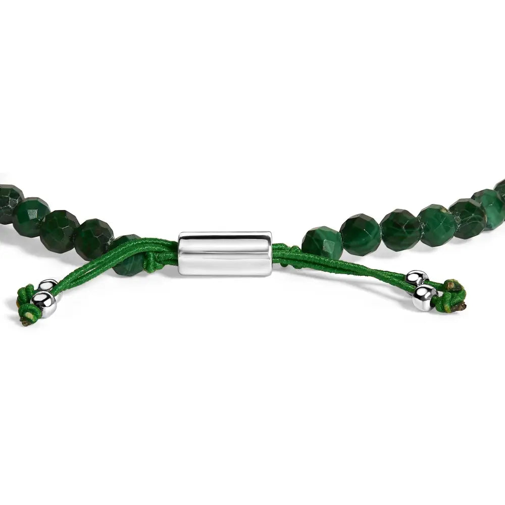 Sterling silver malachite bead station adjustable bolo bracelet bijoux-nyc direct