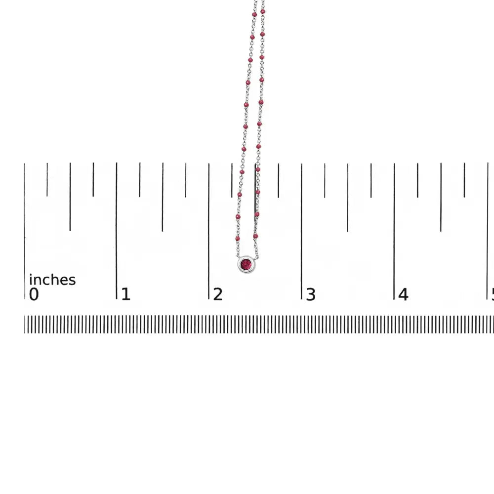 Sterling silver rhodolite and red enamel bead chain necklace 18 inch bijoux-nyc direct
