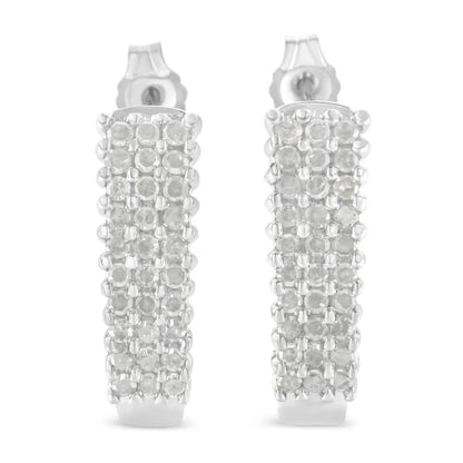 Sterling Silver Rose Cut Diamond J Shape Hoop Earrings (1 cttw, I-J Color, I2-I3 Clarity) - Bijoux-NYC Direct