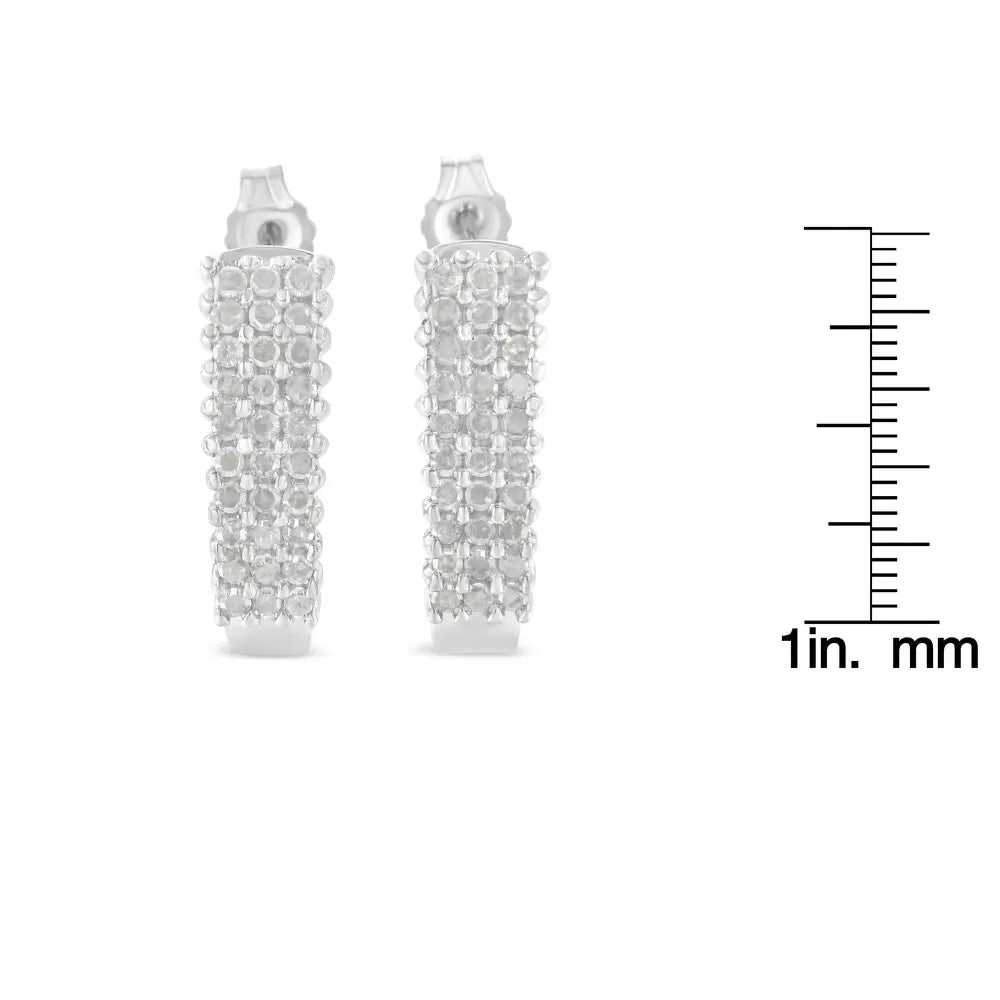 Sterling Silver Rose Cut Diamond J Shape Hoop Earrings (1 cttw, I-J Color, I2-I3 Clarity) - Bijoux-NYC Direct