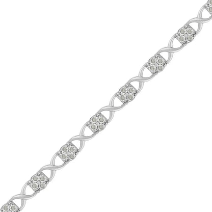 Sterling Silver Rose-Cut Diamond Love Locks Link Bracelet (1.00cttw,I-J color,I3-Promo clarity) - Bijoux-NYC Direct