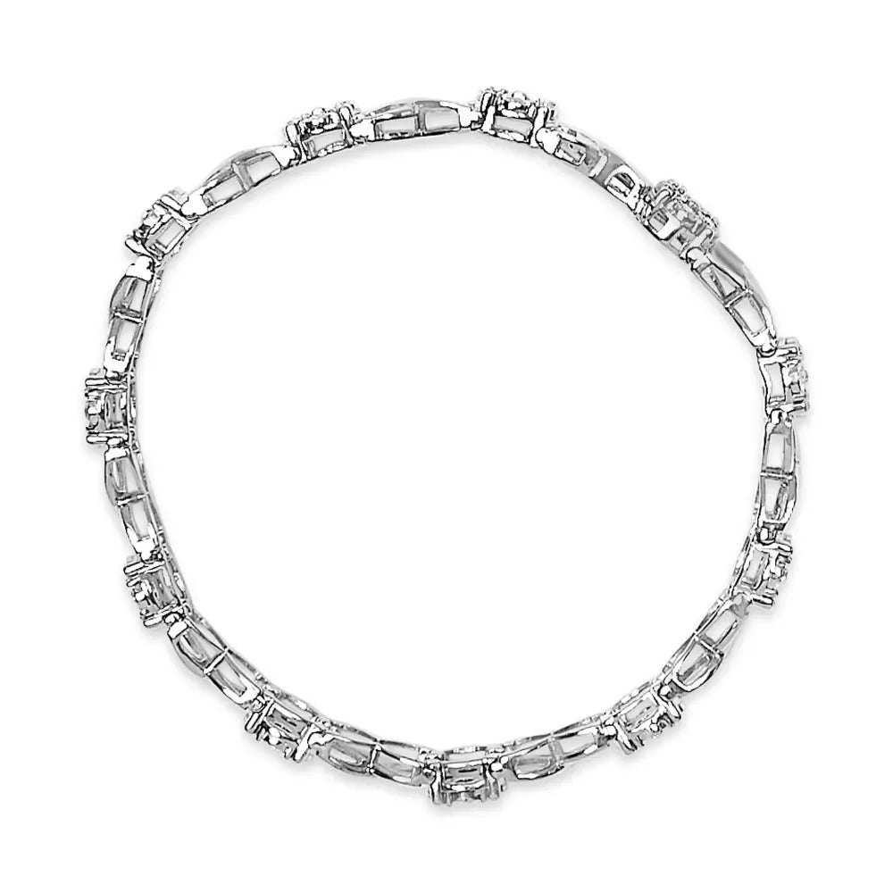 Rose-cut diamond love locks link bracelet in sterling silver – 1 cttw bijoux-nyc direct