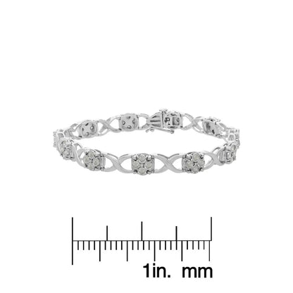 Sterling Silver Rose-Cut Diamond Love Locks Link Bracelet (1.00cttw,I-J color,I3-Promo clarity) - Bijoux-NYC Direct