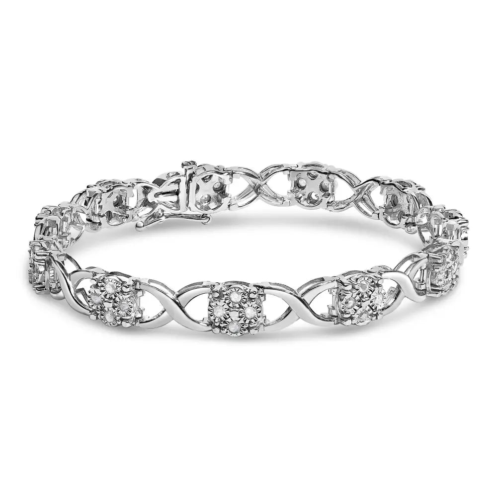 Rose-cut diamond love locks link bracelet in sterling silver – 1 cttw bijoux-nyc direct