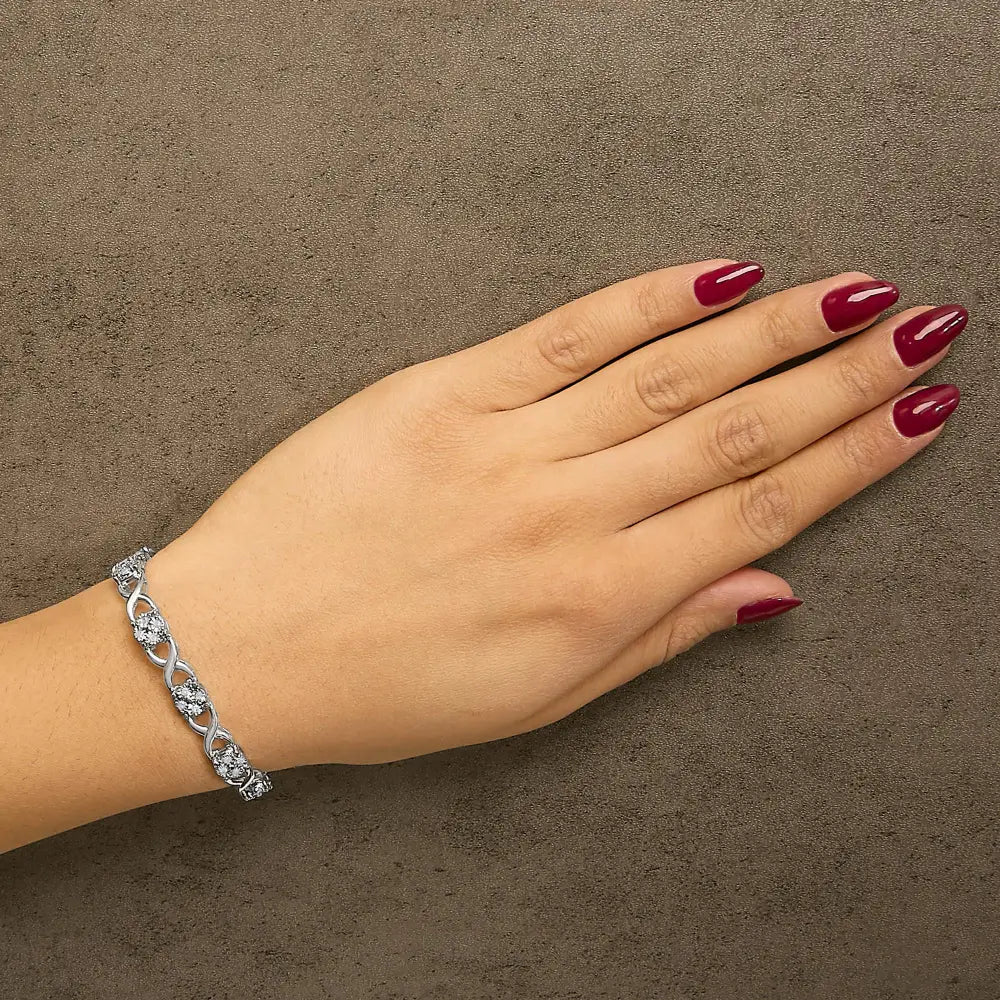 Rose-cut diamond love locks link bracelet in sterling silver – 1 cttw bijoux-nyc direct