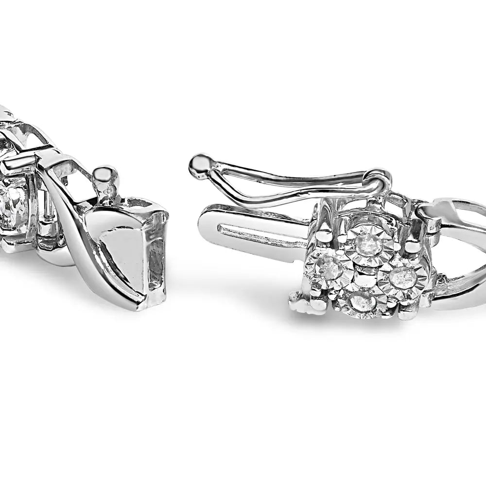 Rose-cut diamond love locks link bracelet in sterling silver – 1 cttw bijoux-nyc direct