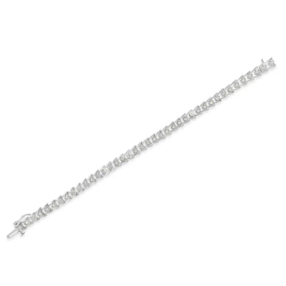 Sterling Silver Rose-cut Diamond Wave link Bracelet (1 cttw, I-J Color, I3 Clarity) - Bijoux-NYC Direct