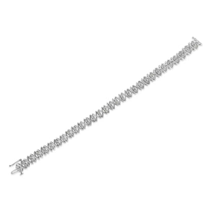 Sterling Silver rose-cut Diamond X-Link Bracelet (1 cttw, I-J Color, I2-I3 Clarity) - Bijoux-NYC Direct