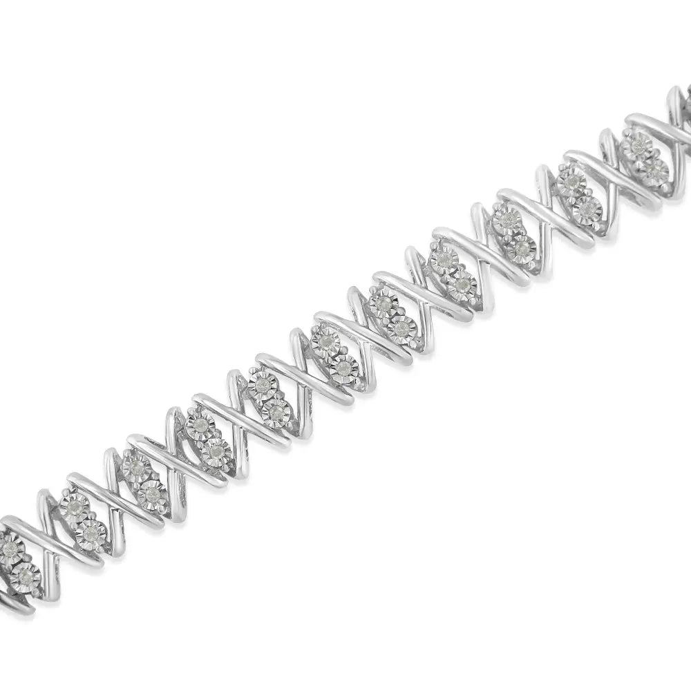 Sterling silver 1 cttw rose-cut diamond x-link bracelet bijoux-nyc direct