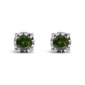 Sterling silver 0.25 cttw rose cut green diamond solitaire stud earrings bijoux-nyc direct