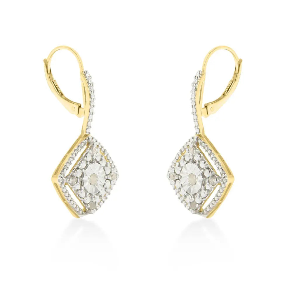 Sterling Silver Rose Diamond Dangle Earring (0.25 cttw, I-J Color, I2-I3 Clarity) - Bijoux-NYC Direct