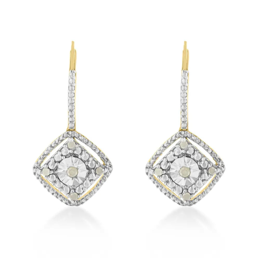 Sterling Silver Rose Diamond Dangle Earring (0.25 cttw, I-J Color, I2-I3 Clarity) - Bijoux-NYC Direct
