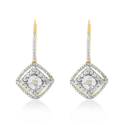Sterling Silver Rose Diamond Dangle Earring (0.25 cttw, I-J Color, I2-I3 Clarity) - Bijoux-NYC Direct