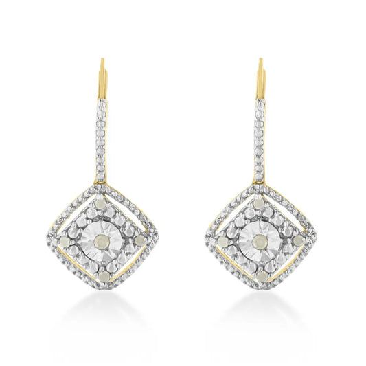 Sterling Silver Rose Diamond Dangle Earring (0.25 cttw, I-J Color, I2-I3 Clarity) - Bijoux-NYC Direct